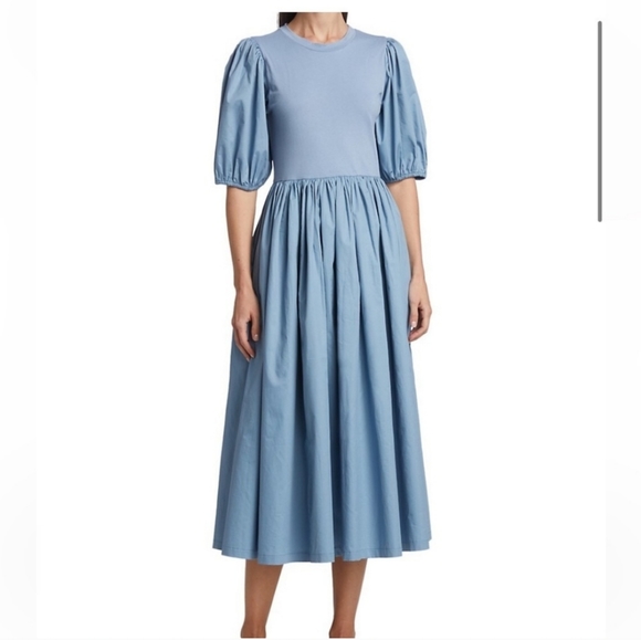 EN SAISON Blue POPLIN MIDIDRESS - Picture 1 of 2